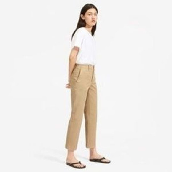 Everlane Button-Fly Relaxed Straight Leg Chino Pants Tan Khaki 00 - Picture 1 of 5